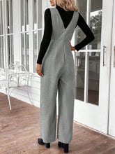 EMERY ROSE Women V-Neck Sleeveless Front Buttoned Pockets Simple Casual Jumpsuit